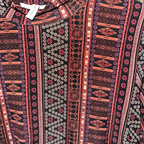 BCBGeneration Mod Style Long Sleeve Printed Mini Dress with Mock Neck-Size S - Picture 3 of 4